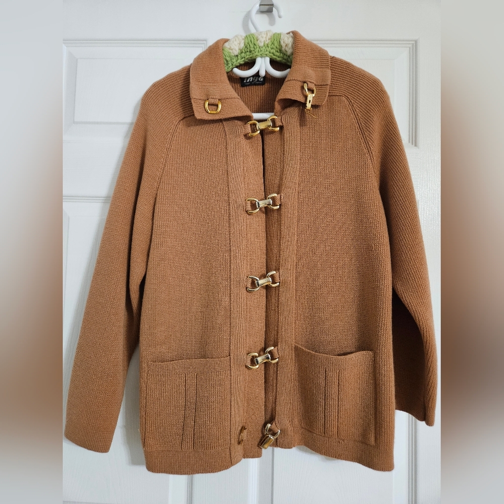 Women's Tan Sweater with Gold Accents